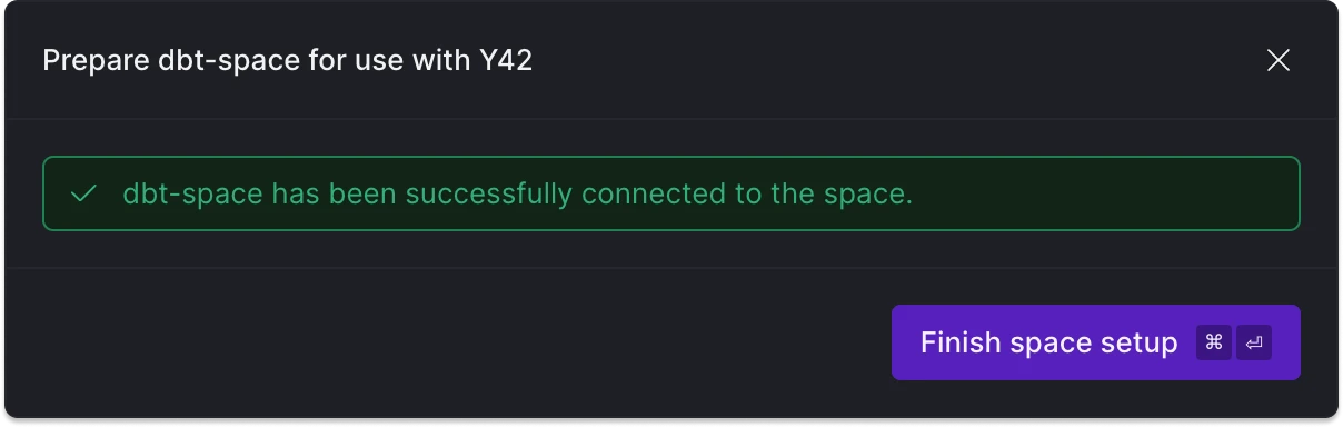 Confirmation that the space has been successfully linked.